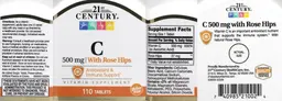 Label for C 500 mg with Rose Hips