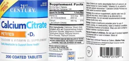 Label for Calcium Citrate +D3 Petites