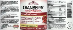 Label for Cranberry Plus Probiotic
