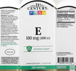 Label for E 180 mg (400 IU)