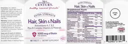 Label for Extra Strength Hair, Skin & Nails