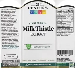 Label for Milk Thistle Extract
