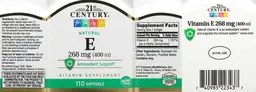 Label for Natural E 268 mg (400 IU)