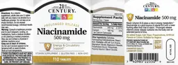 Label for Niacinamide 500 mg