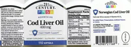 Label for Norwegian Cod Liver Oil 400 mg