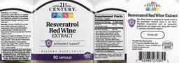 Label for Resveratrol Red Wine Extract