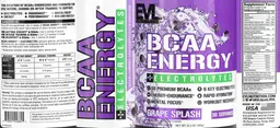 Label for BCAA Energy + Electrolytes Grape Splash