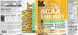 Label for BCAA Energy + Electrolytes Orange Mango