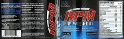 Label for RPM Pre-Workout Blue Raz