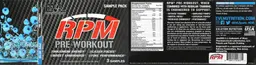Label for RPM Pre-Workout Blue Raz Sample Pack