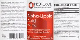 Label for Alpha-Lipoic Acid 250 mg
