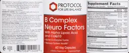 Label for B Complex Neuro Factors