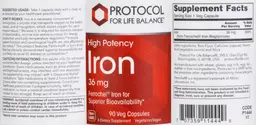 Label for High Potency Iron 36 mg