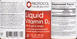 Label for Liquid Vitamin D3 400 IU