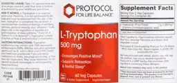 Label for L-Tryptophan 500 mg