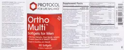 Label for Ortho Multi Softgels for Men Iron Free