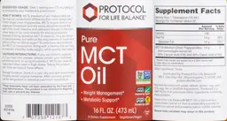 Label for Pure MCT Oil