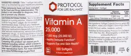 Label for Vitamin A 25,000 IU 7,500 mcg