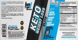 Label for Keto Weight Loss Elite