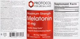 Label for Maximum Strength Melatonin 20 mg