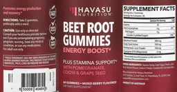 Label for Beet Root Gummies Mixed Berry Flavored