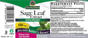 Sage Leaf Extract 500 mg