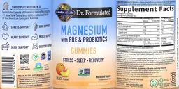 Label for Magnesium with Pre & Probiotics Gummies Peach Flavor