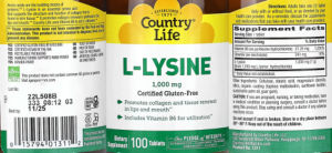 L-Lysine 1,000 mg
