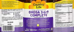 Label for Ultra Concentrated Omega 3-6-9 Complete Natural Lemon Flavored