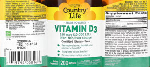 Vitamin D3 250 mcg (10,000 IU)