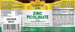 Label for Zinc Picolinate 25 mg