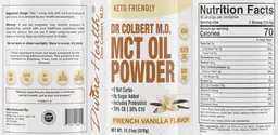 Label for MCT Oil Powder French Vanilla Flavor