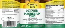 Label for Calcium 1,000 mg Magnesium 500 mg Zinc 25 mg with Vitamin D