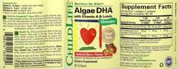 Label for Algae DHA Natural Berry Flavor