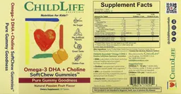 Label for Omega-3 DHA + Choline SoftChew Gummies Natural Passion Fruit Flavor