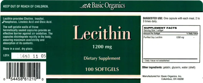 Label for Lecithin 1200 mg