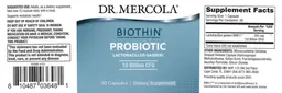 Label for Biothin Probiotic 10 Billion CFU