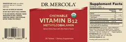 Label for Chewable Vitamin B12 Natural Cherry Flavor