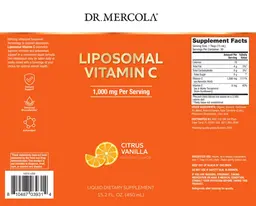 Label for Liposomal Vitamin C 1,000 mg Citrus Vanilla