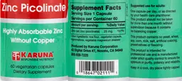 Label for Zinc Picolinate