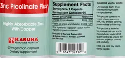 Label for Zinc Picolinate Plus