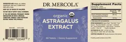 Label for Organic Astragalus Extract