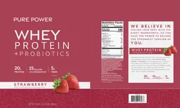 Label for Whey Protein + Probiotics Strawberry