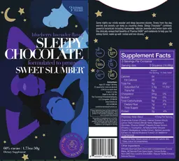 Label for Sleepy Chocolate Sweet Slumber Blueberry Lavender Flavor