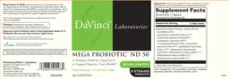Label for Mega Probiotic ND 50
