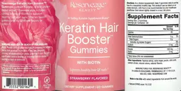 Label for Keratin Hair Booster Gummies Strawberry Flavored
