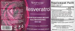 Label for Resveratrol 500 mg