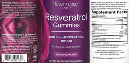 Label for Resveratrol Gummies Grape Flavored
