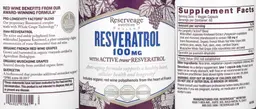 Label for Resveratrol 100 mg