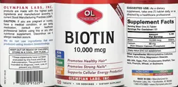 Label for Biotin 10,000 mcg